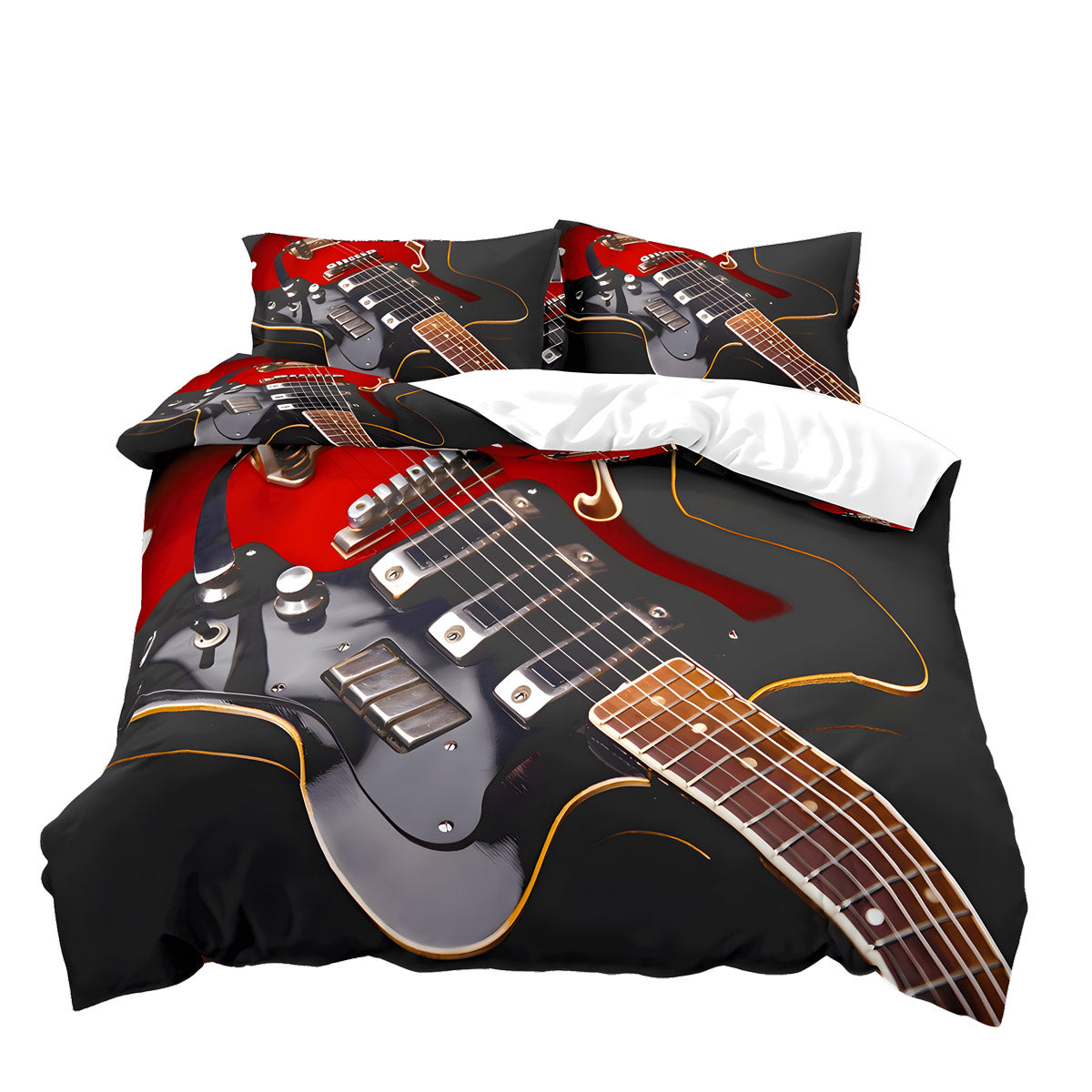 DIVATEX Guitar Gray Black Kids FULL SHEETS SET W/ 2 2024 PILLOW CASES